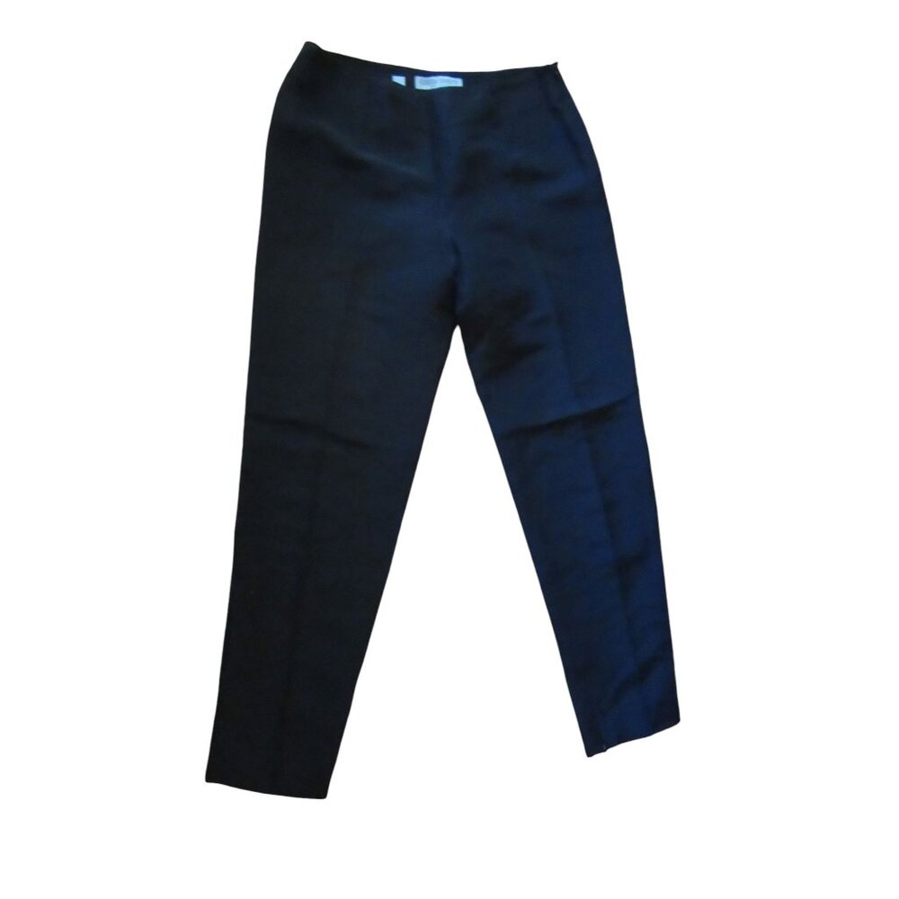 Alberta Ferretti Navy Blue Silk Blend Straight Leg Zippered Legs Pants Size 10